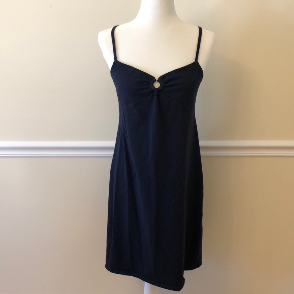 Ann Taylor Loft Women’s Navy Blue Spaghetti Strap Sundress Size Large Petite EUC